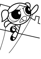 A coloring page of powerpuff girls